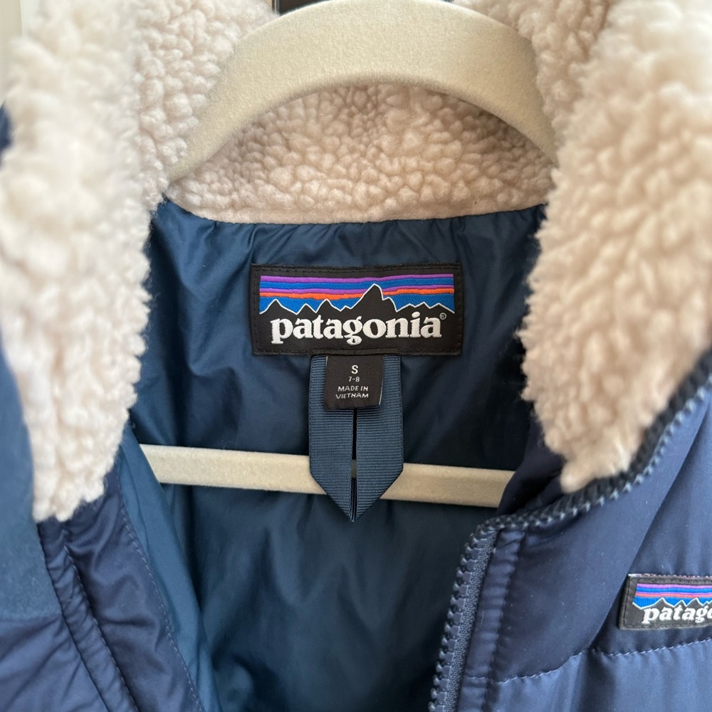 Patagonia Kids Navy Blue Duck Down Parka - S 7-8
